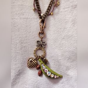 Rare Betsey Johnson Peas and Heart Necklace
